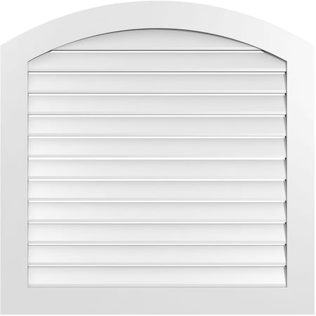 Ekena Millwork Arch Top Surface Mount PVC Gable Vent: Non-Functional, w/ 3-1/2"W x 1"P Standard Frame, 38"W x 42"H GVPAR38X4201SN